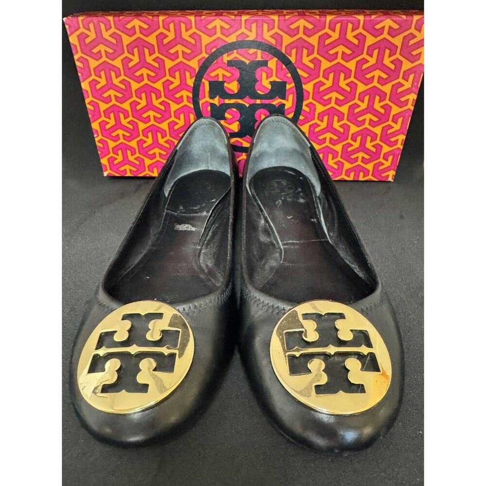 Tory Burch Sz 9.0 Black & Gold Flats